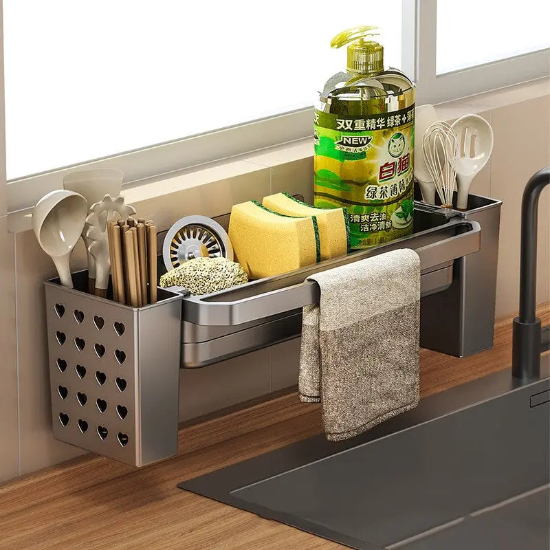 Rag Drain Rack for Kitchen Sink Storage and Organization EVERYDAY HARMONY